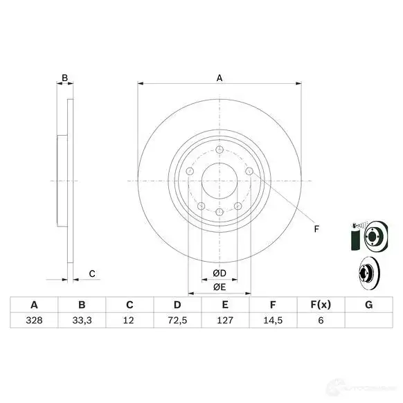 Тормозной диск BOSCH 1193479517 0986479e57 BD 2658 UU3SCA2 изображение 1