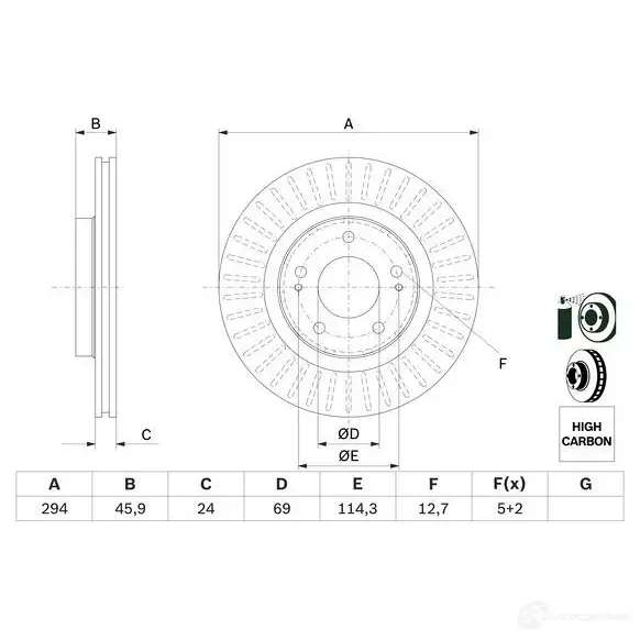 Тормозной диск BOSCH 0986479e76 J65L80 BD 2708 1425142708