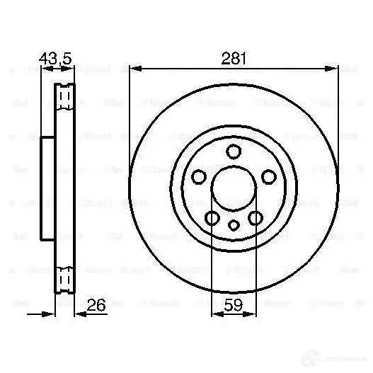 Тормозной диск BOSCH BD715 0986478812 E1 90 R - 02C0339/0403 339188 изображение 0