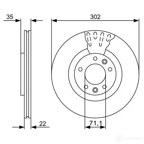 Тормозной диск BOSCH 339735 BD 1358 NF090 0986479500