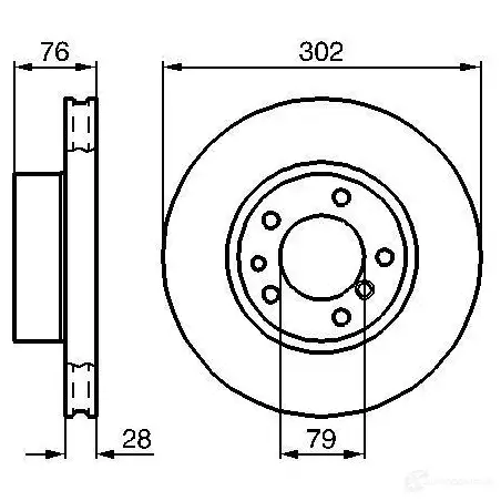 Тормозной диск BOSCH E1 90 R -02C0348/0165 338850 BD260 0986478317