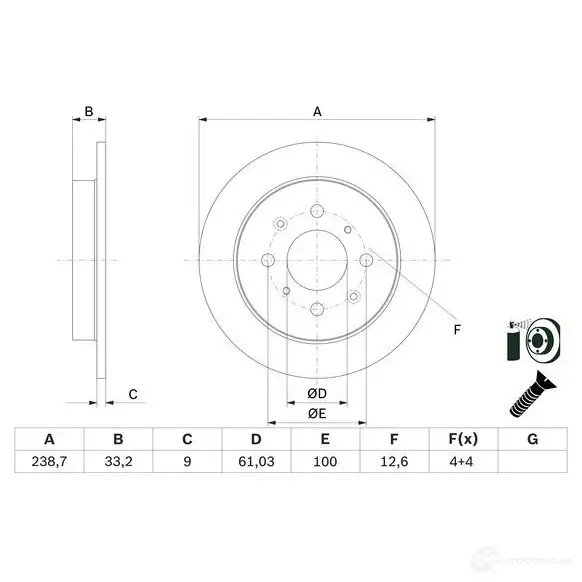 Тормозной диск BOSCH 0986479f34 F9H1 TJ 1438328064