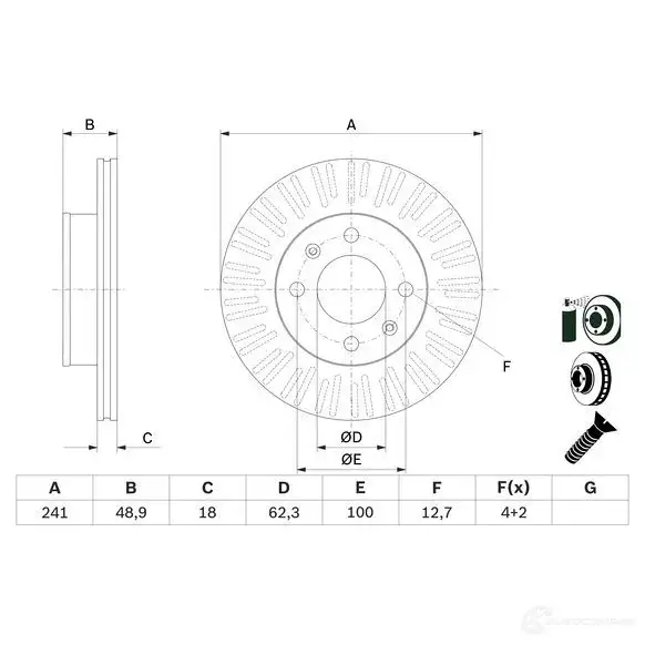 Тормозной диск BOSCH 0986479e73 1425142707 VDRSR BD 2705
