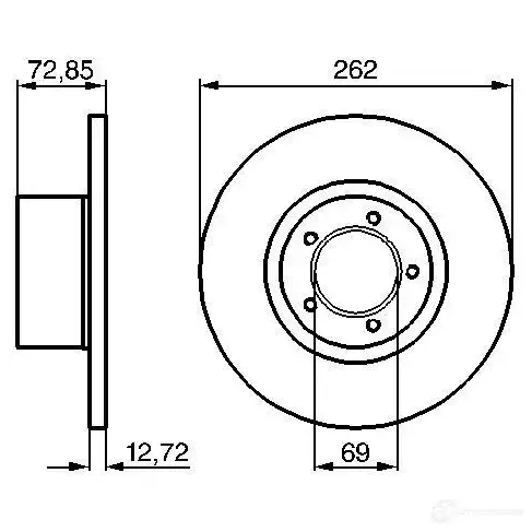 Тормозной диск BOSCH BD69 E1 90 R -02C0371/0141 0986478077 338730 изображение 2