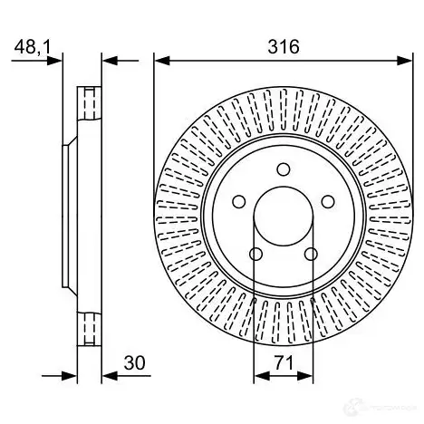 Тормозной диск BOSCH O5UIAO 1193480192 0986479w55 BD2 612