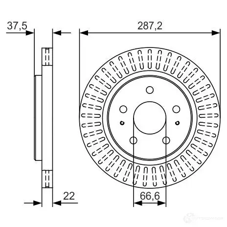 Тормозной диск BOSCH 340564 R9K7Q B D2371 0986479t92