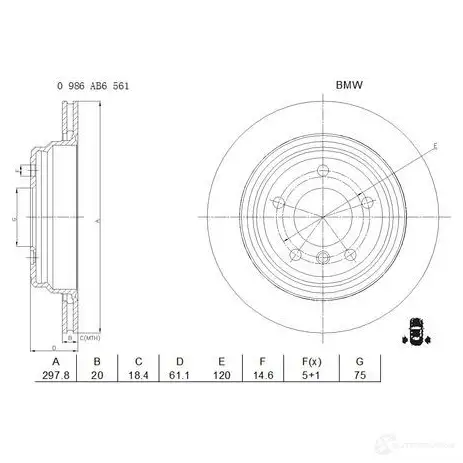 Тормозной диск BOSCH 343783 BD65 61 NQX596 0986ab6561