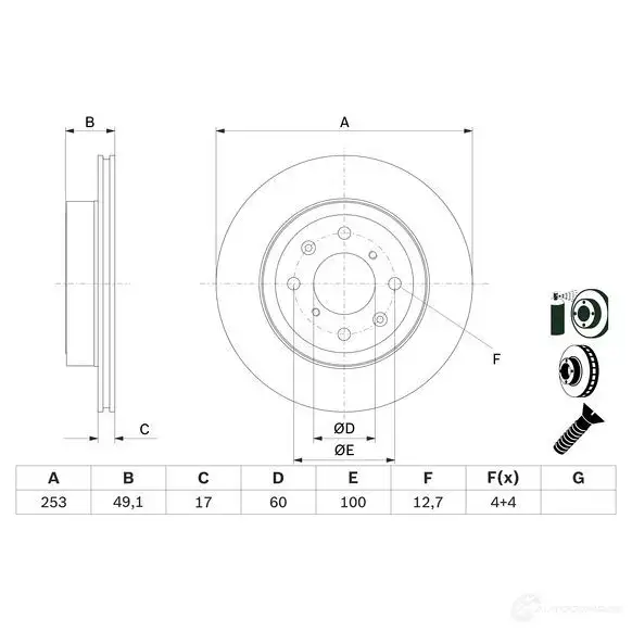 Тормозной диск BOSCH G0 5JD6D 1437978241 0986479e75 изображение 0