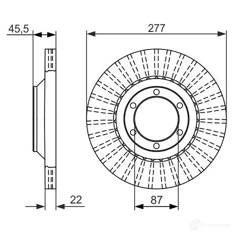 Тормозной диск BOSCH E1 90 R - 02C0074/0068 339910 BD1535 0986479702