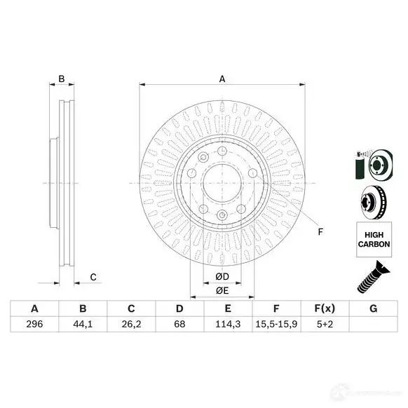 Тормозной диск BOSCH BD 2709 1425142709 0986479e77 E1 90 R - 02 C0381/0631