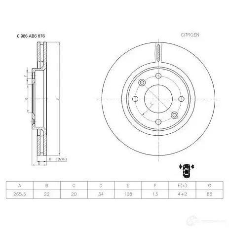 Тормозной диск BOSCH 343805 WQ6K56O B D6876 0986ab6876 изображение 3