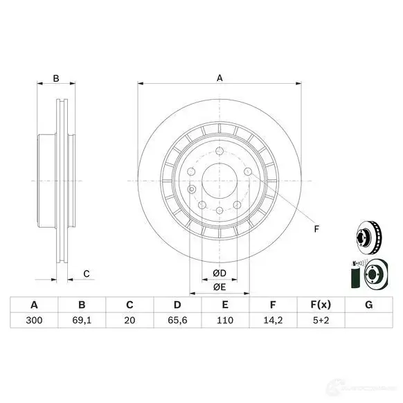 Тормозной диск BOSCH 0986479d49 B D2535 1193479489 APV4JXJ изображение 0