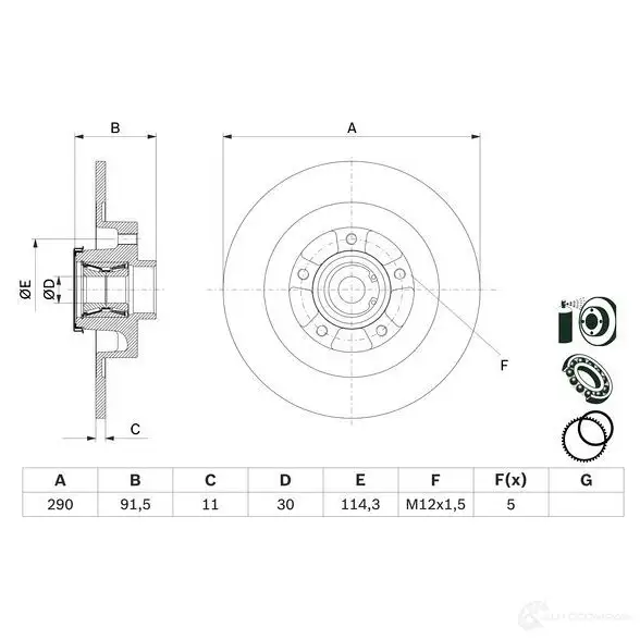 Тормозной диск BOSCH 5E FH8DA 1437241109 0986479f42