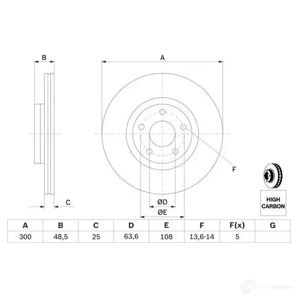 Тормозной диск BOSCH 1193479385 BD2191 0986479c52 E1 90 R - 02C0074/0334 изображение 3