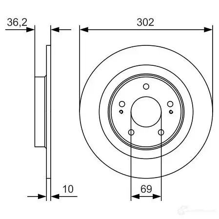 Тормозной диск BOSCH 340231 BD 2005 E1 90 R - 02C0100/0499 0986479b04 изображение 0