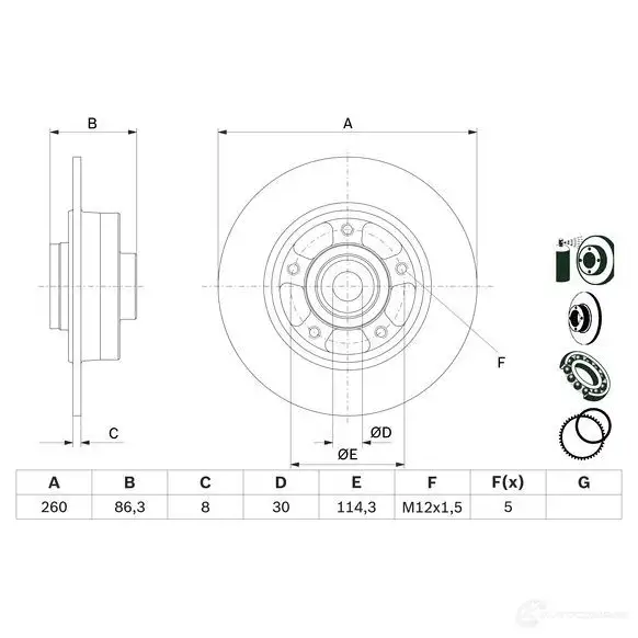 Тормозной диск BOSCH 1425142710 BD 2713 E1 90R-02C0310/0035 0986479e78 изображение 5