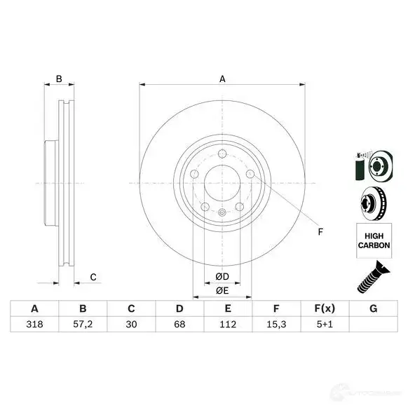 Тормозной диск BOSCH 0986479e49 1 7VC2 1437241100 изображение 0