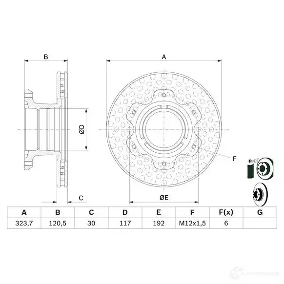Тормозной диск BOSCH WP54WXQ 0986479e48 1193479512 BD 2649 - Изображение 1
