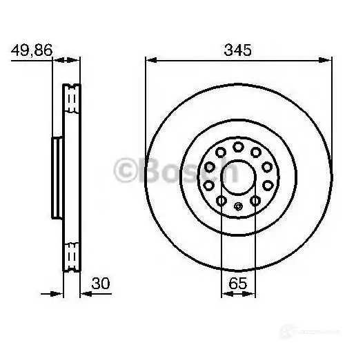 Тормозной диск BOSCH BD1071 339466 0986479204 E1 90 R -02C0348/0325 - Изображение 1