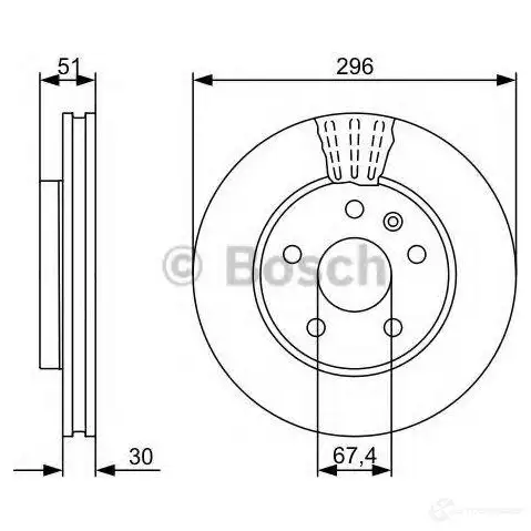 Тормозной диск BOSCH 1193479404 0986479c65 50RSD BD2 204 изображение 5