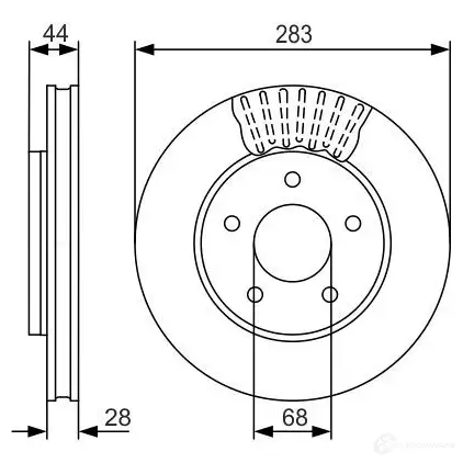 Тормозной диск BOSCH B D1654 CK9JH 339374 0986479091 изображение 0