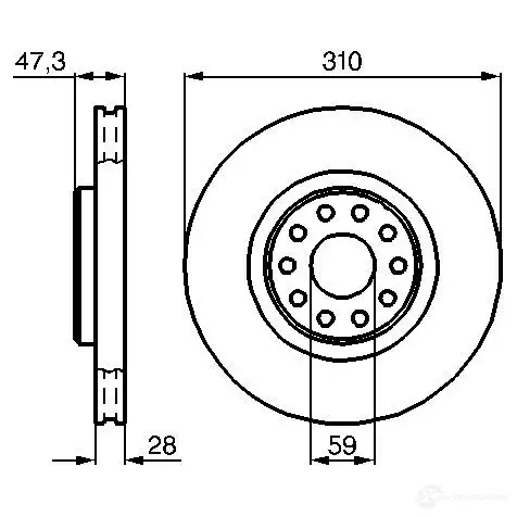 Тормозной диск BOSCH EO5YLP 339105 0986478669 B D585