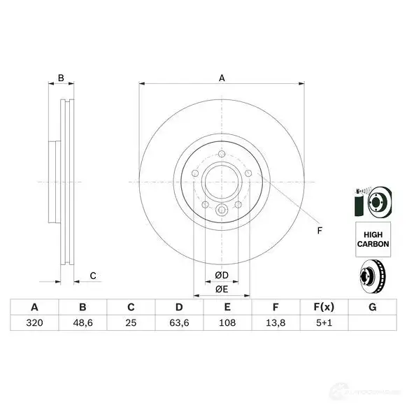 Тормозной диск BOSCH 339891 BD 1682 0986479680 YF230SQ изображение 4