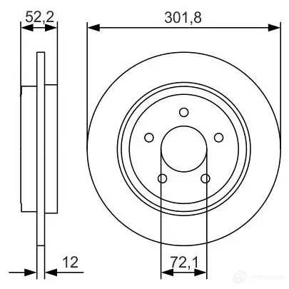 Тормозной диск BOSCH BD 2125 340195 E1 90 R - 02C0357/0185 0986479a53 изображение 0