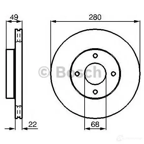 Тормозной диск BOSCH 0986478728 339144 E1 90 R - 02C0074/0299 BD641 изображение 4