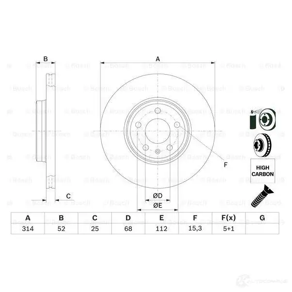 Тормозной диск BOSCH QYIE8 339708 0986479467 B D1326 изображение 5