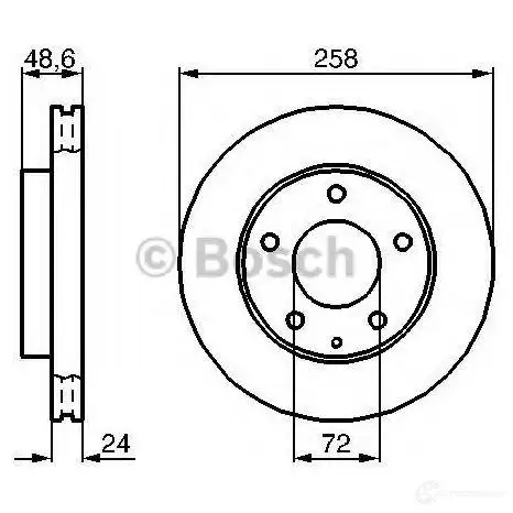 Тормозной диск BOSCH E1 90 R - 02C0074/0155 1193479211 BD2026 0986479b25 изображение 4