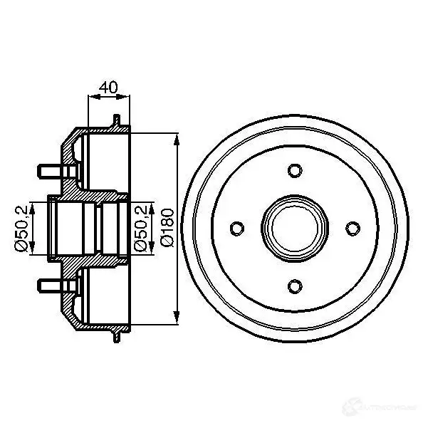 Тормозной барабан BOSCH VT85IBI DB1 74 338504 0986477099