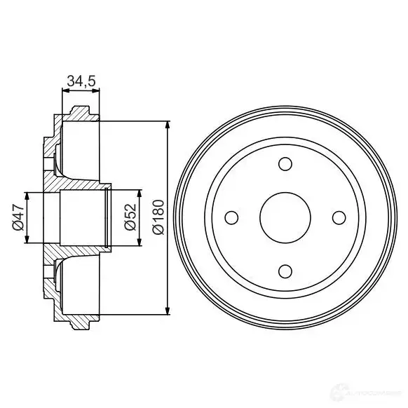 Тормозной барабан BOSCH DB3 34 0986477264 5N48VE 338653 изображение 0