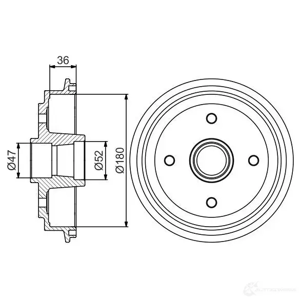 Тормозной барабан BOSCH DB2 58 FCXGZ6 0986477187 338583 изображение 0