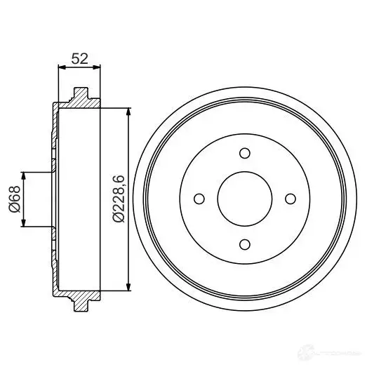 Тормозной барабан BOSCH D B229 0986477158 338554 MYP48M
