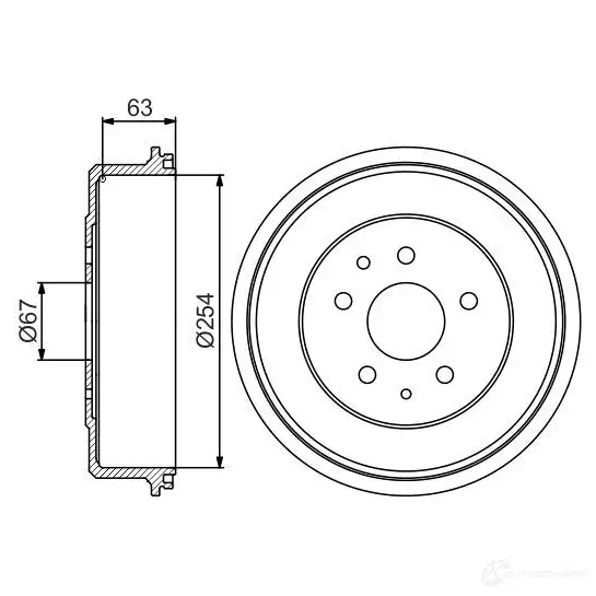 Тормозной барабан BOSCH DB25 4 T88LR 0986477183 338579