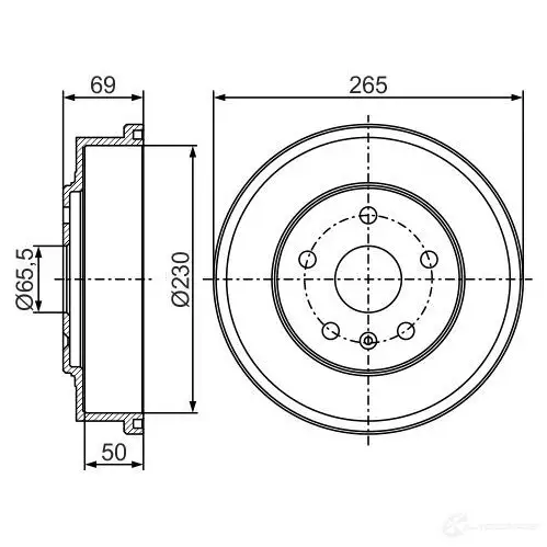 Тормозной барабан BOSCH 0986477293 YX79AI 338681 DB36 3 - Изображение 1