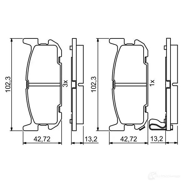 Тормозные колодки, комплект BOSCH 0986494226 342214 7903-D1002 240 29
