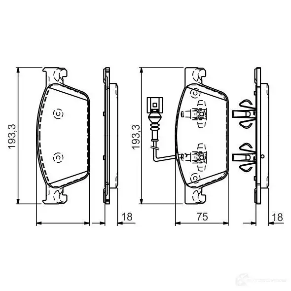 Тормозные колодки, комплект BOSCH TB3163 E9 90R - 01108/2868 0986tb3163 6016712 изображение 0