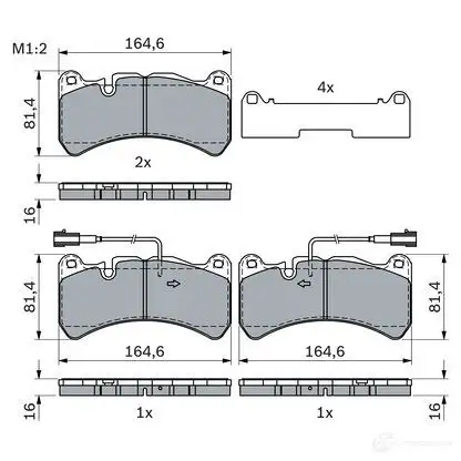 Тормозные колодки, комплект BOSCH G DL1A 1437243660 0986424104