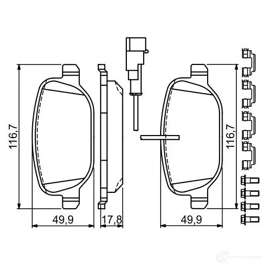 Тормозные колодки, комплект BOSCH BP1732 0986494717 23760 1193483985 изображение 0