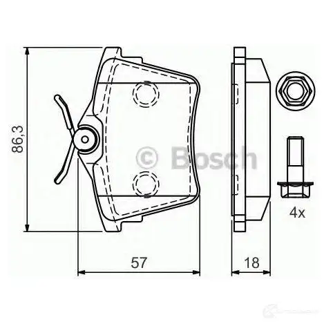 Тормозные колодки, комплект BOSCH 24135 342097 0986494095 8685D148 изображение 5