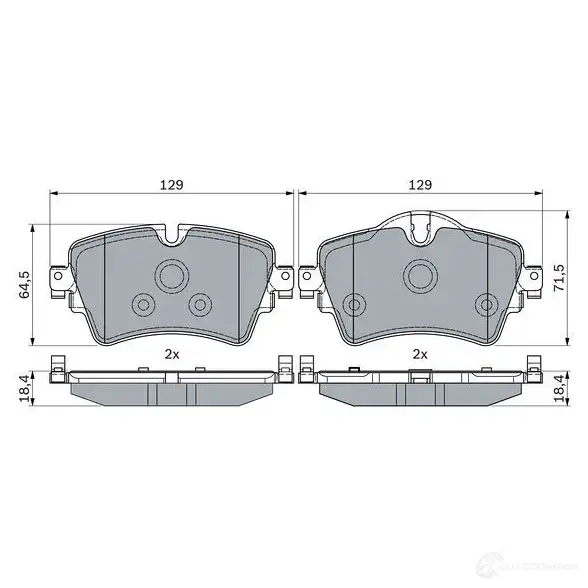 Тормозные колодки, комплект BOSCH BP1860 22187 1425140158 0986494809