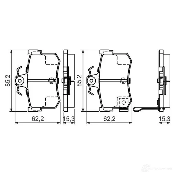 Тормозные колодки, комплект BOSCH 0986424568 336291 BP315 21682