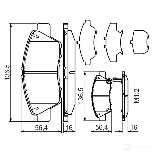 Тормозные колодки, комплект BOSCH 0986tb3185 E9 90R - 01108/2670 6016720 TB3185