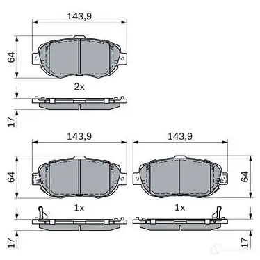 Тормозные колодки, комплект BOSCH 1437243750 0986494882 7O2 VASZ