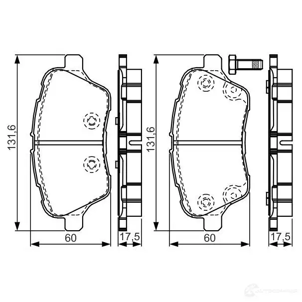 Тормозные колодки, комплект BOSCH E9 90R - 02A0108/3529 1193497000 0986tb3199 25134 изображение 0