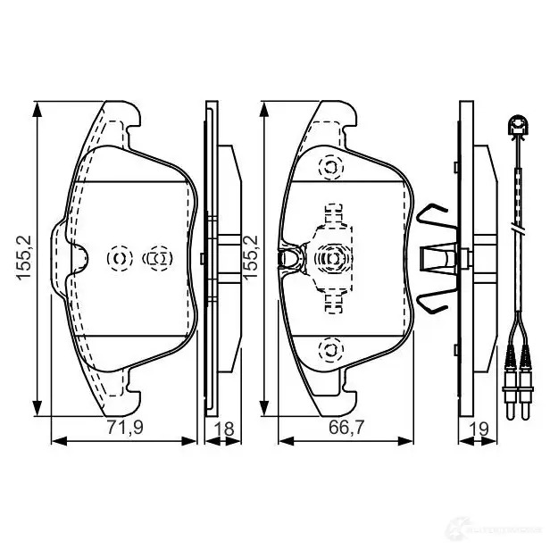 Тормозные колодки, комплект BOSCH 6016588 E9 90R - 01108/1682 0986tb3201 24153