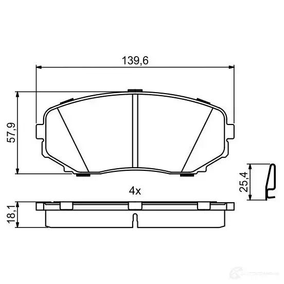 Тормозные колодки, комплект BOSCH 0986494879 1193484351 24544 BP2053 изображение 7