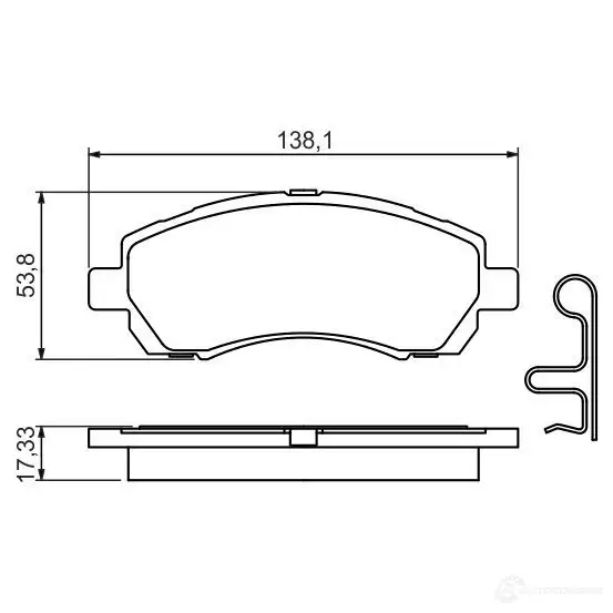 Тормозные колодки, комплект BOSCH 0986424770 23780 336445 7590D722